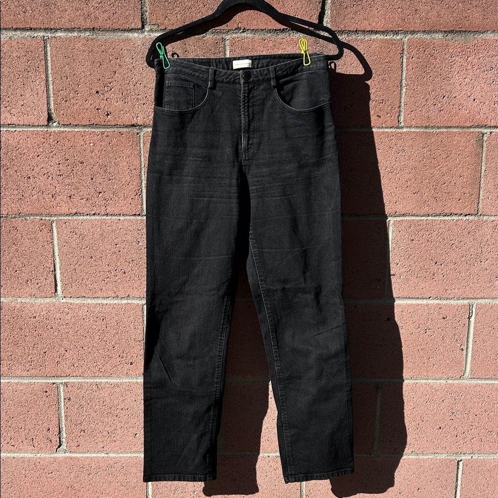 La Garconne Moderne Women's Perfectly Distressed Black Straight Leg Jeans